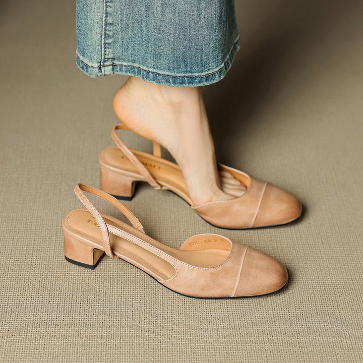 Esmenova | Women's Comfortable Leather Block Heel Mule Sandals — 2