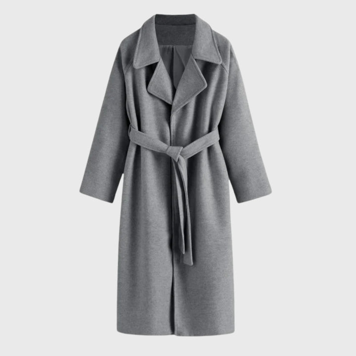 Evangeline | Women's Casual Stretch Classic Belted Overcoat Tops — Deep Grey