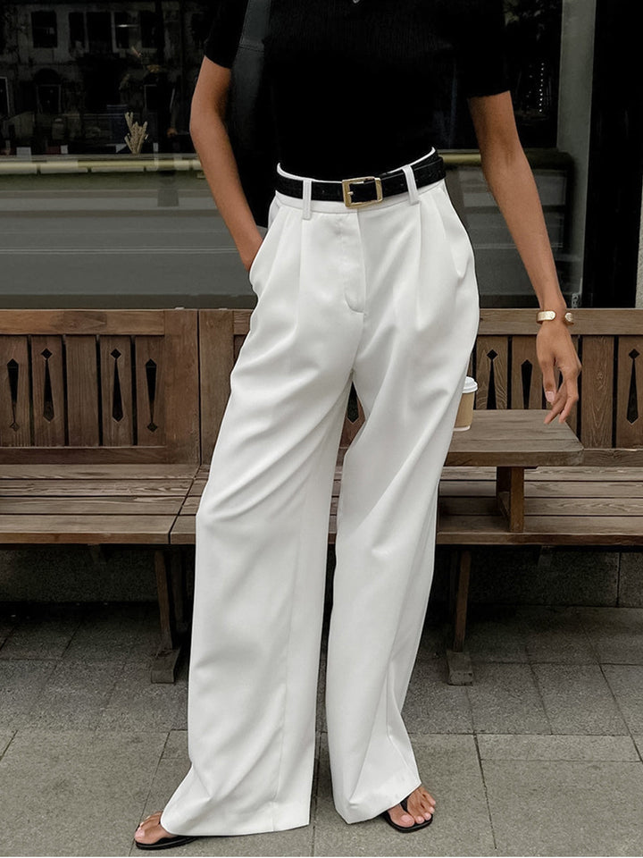 Fayeessa | Women's Linen Wide-Leg Belted High-Waist Pants — 2