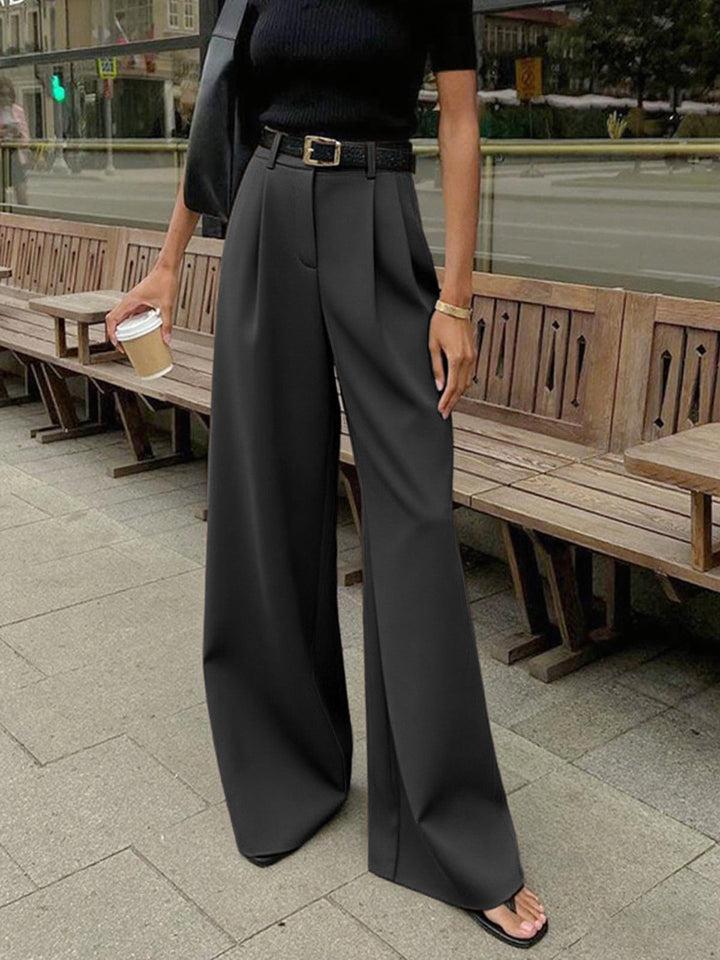Fayeessa | Women's Linen Wide-Leg Belted High-Waist Pants — Grezy