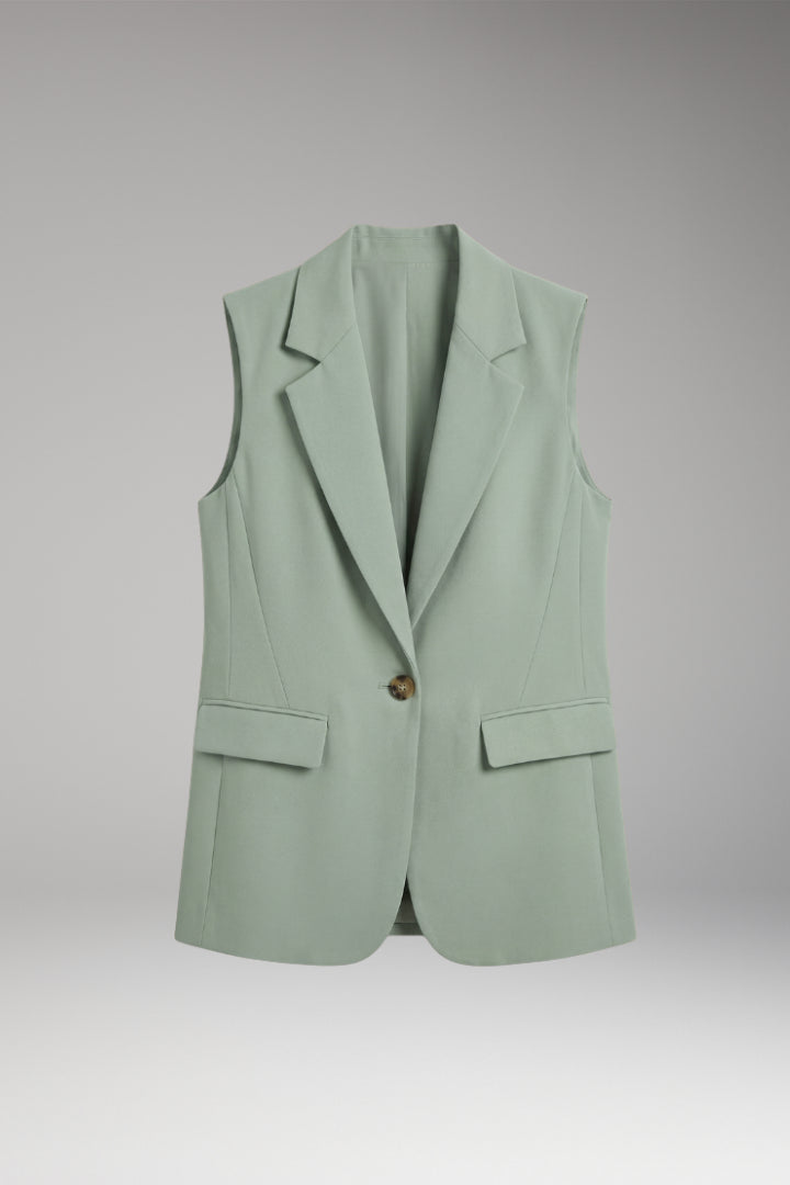 Fennnova | Women's Tailored Single-Button Sleeveless Blazer Vest Notch Collar — 1