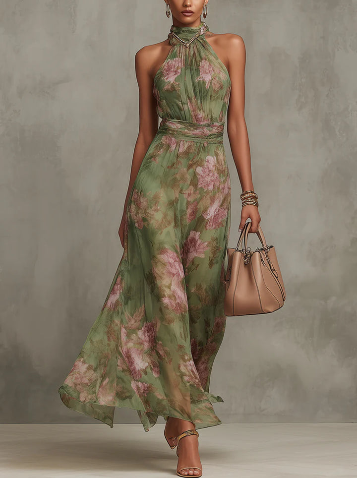 Fennstine | Women's Elegant Stylish Floral Halter Maxi Dress for Races Dress & Wedding Guest Style — 1