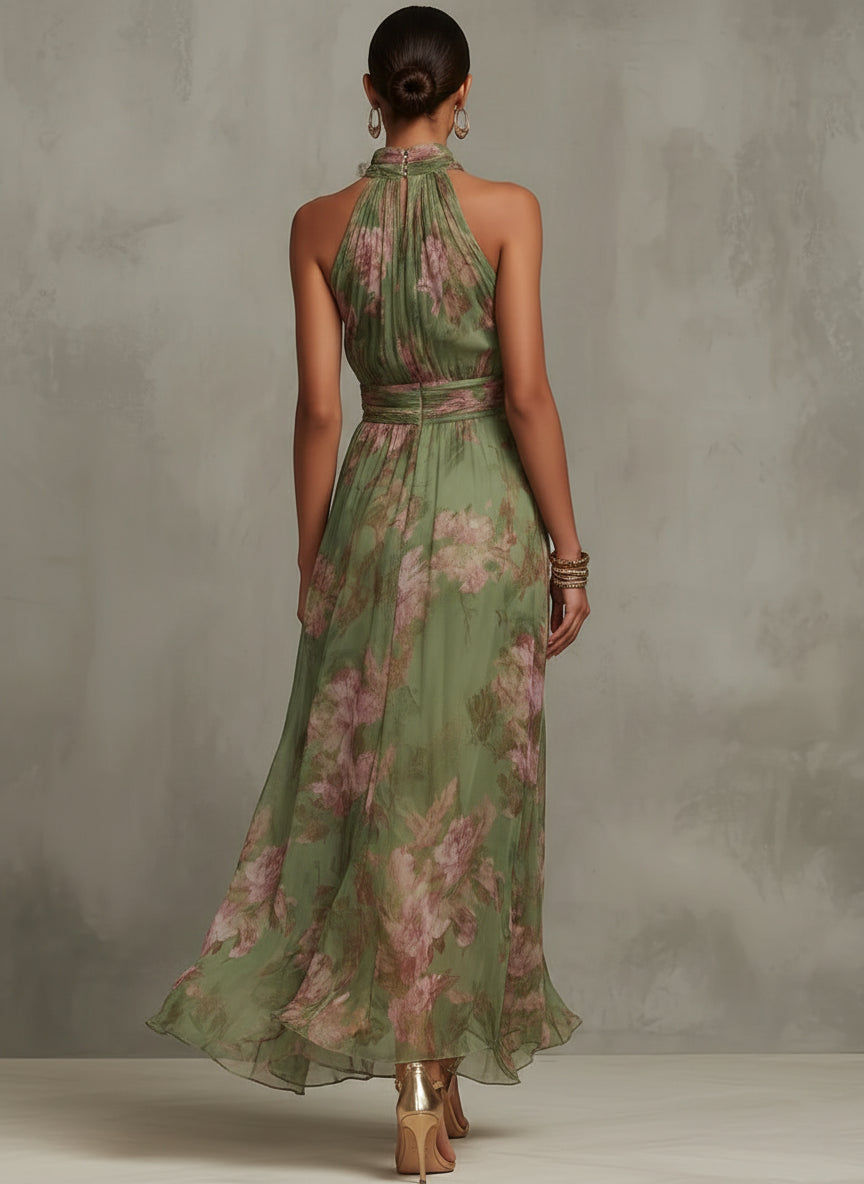 Fennstine | Women's Elegant Stylish Floral Halter Maxi Dress for Races Dress & Wedding Guest Style — 2