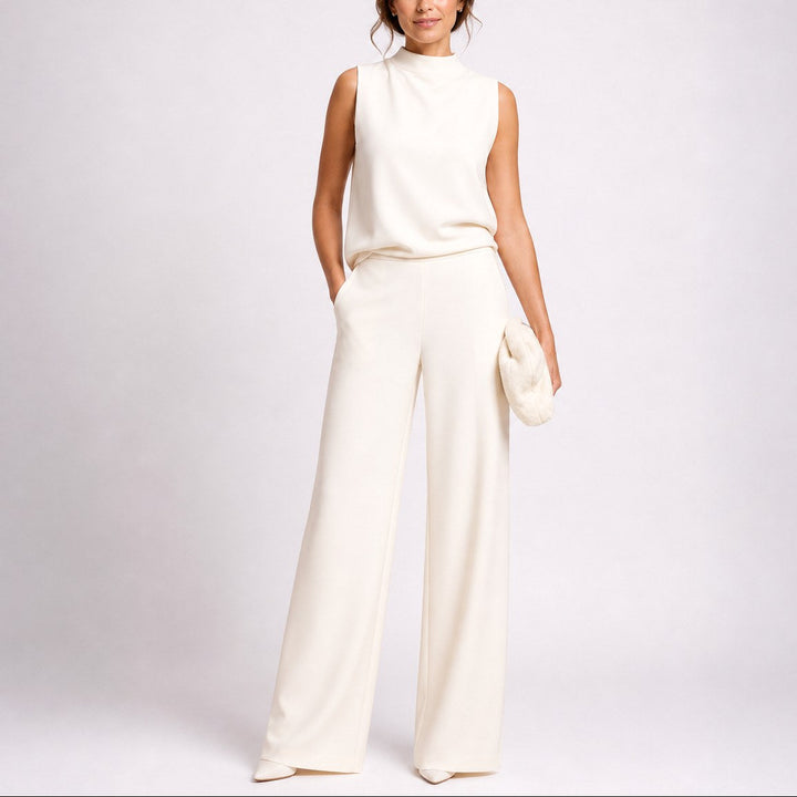 Giaynn | Women's Wide-Leg Elegant Sleeveless Jumpsuit with High Neckline — 2