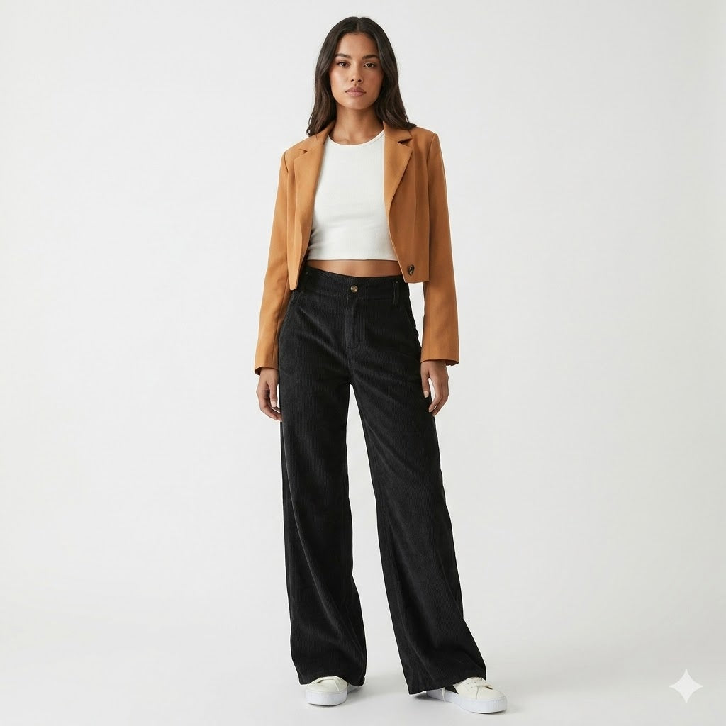 Guinevere | Women's Wide-Leg Linen Wide Leg Corduroy Pants For — 1