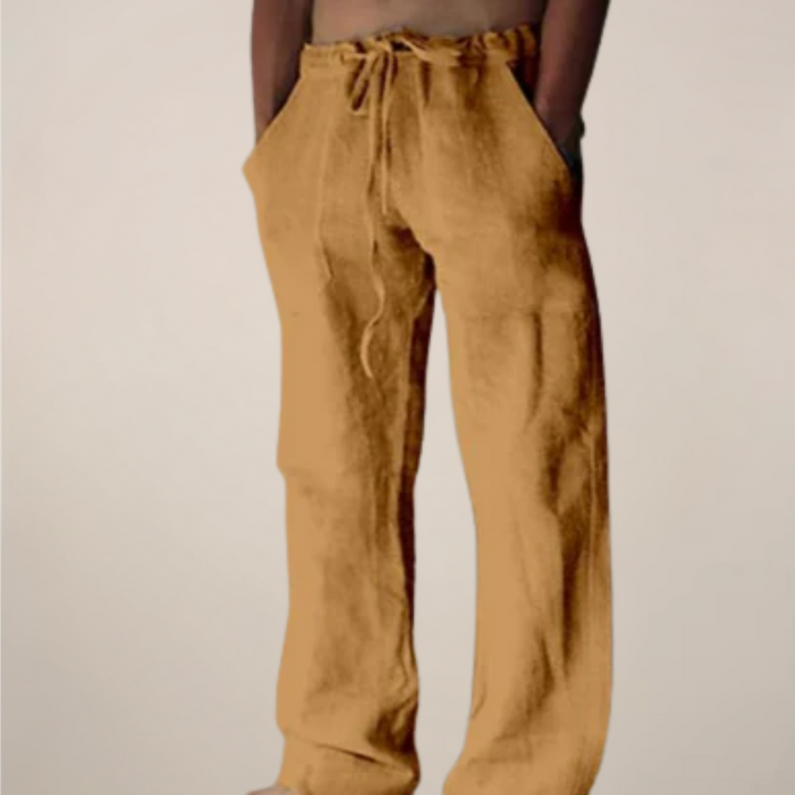 Gwenoura | Men's Linen Wide-Leg Drawstring Trousers