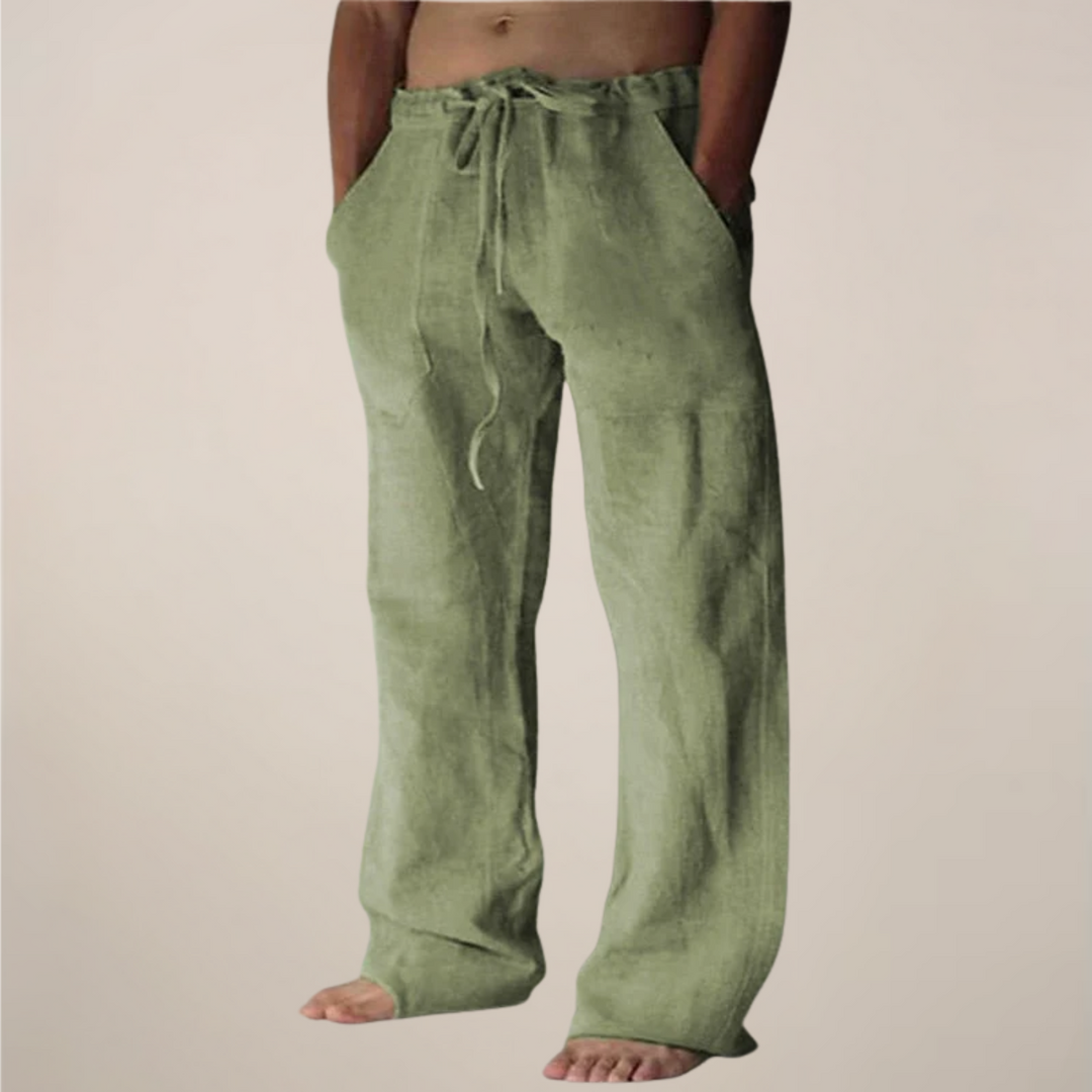Gwenoura | Men's Linen Wide-Leg Drawstring Trousers