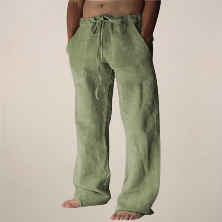 Gwenoura | Men's Linen Wide-Leg Drawstring Trousers