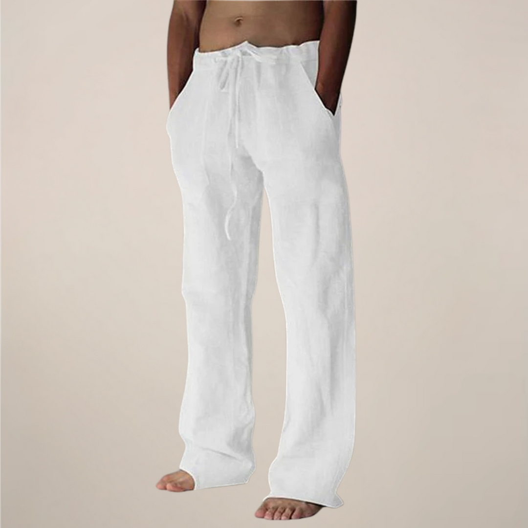Gwenoura | Men's Linen Wide-Leg Drawstring Trousers