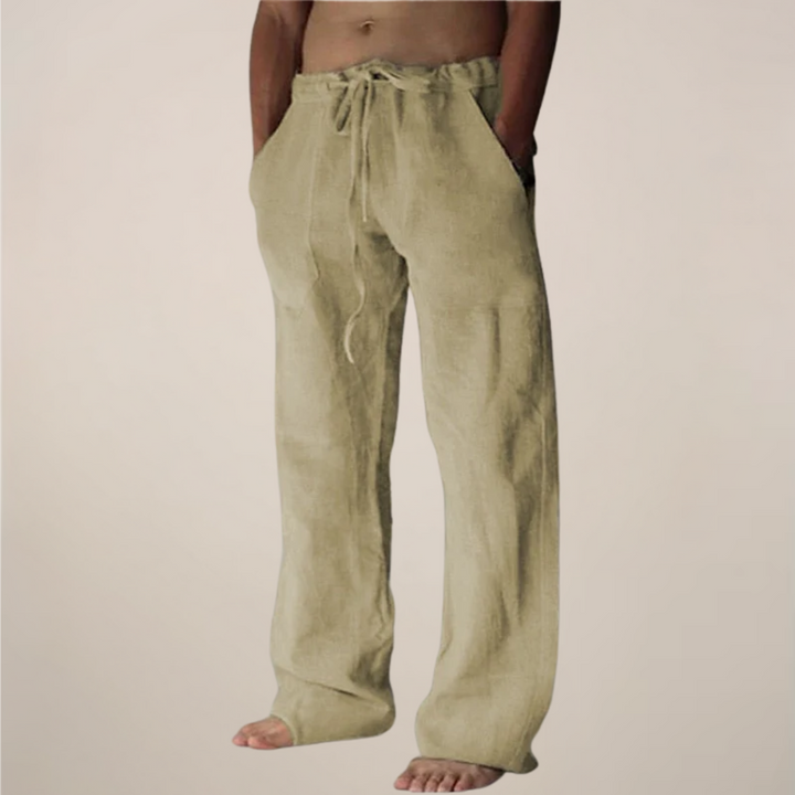 Gwenoura | Men's Linen Wide-Leg Drawstring Trousers