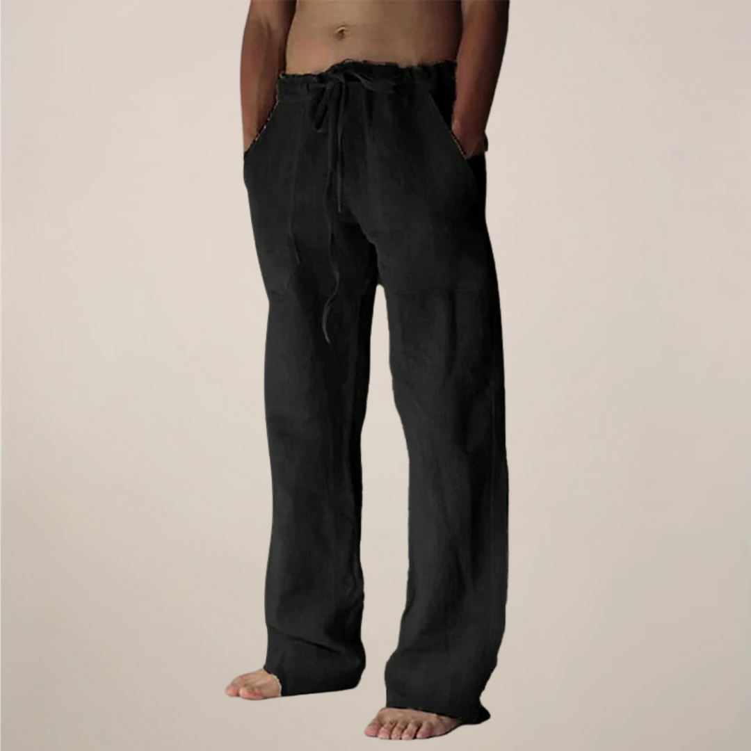 Gwenoura | Men's Linen Wide-Leg Drawstring Trousers