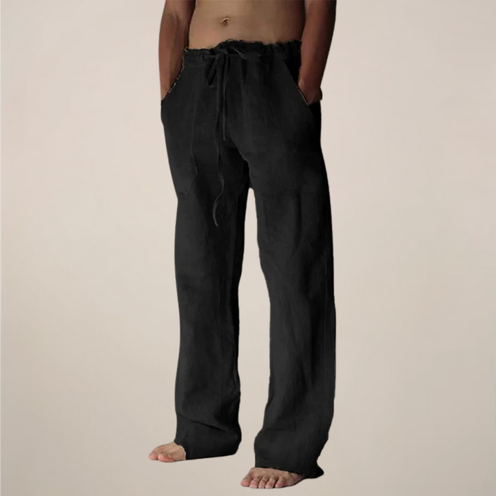 Gwenoura | Men's Linen Wide-Leg Drawstring Trousers