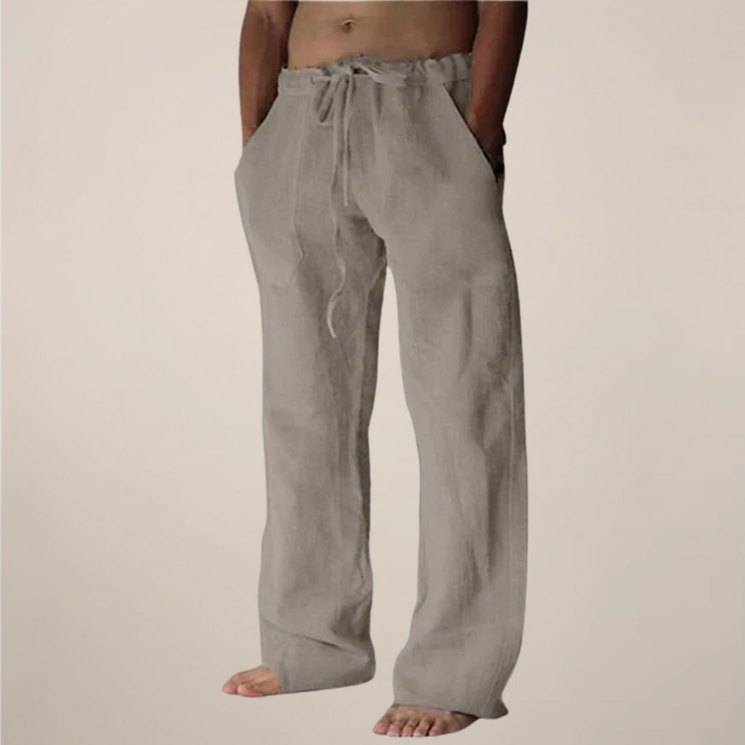 Gwenoura | Men's Linen Wide-Leg Drawstring Trousers