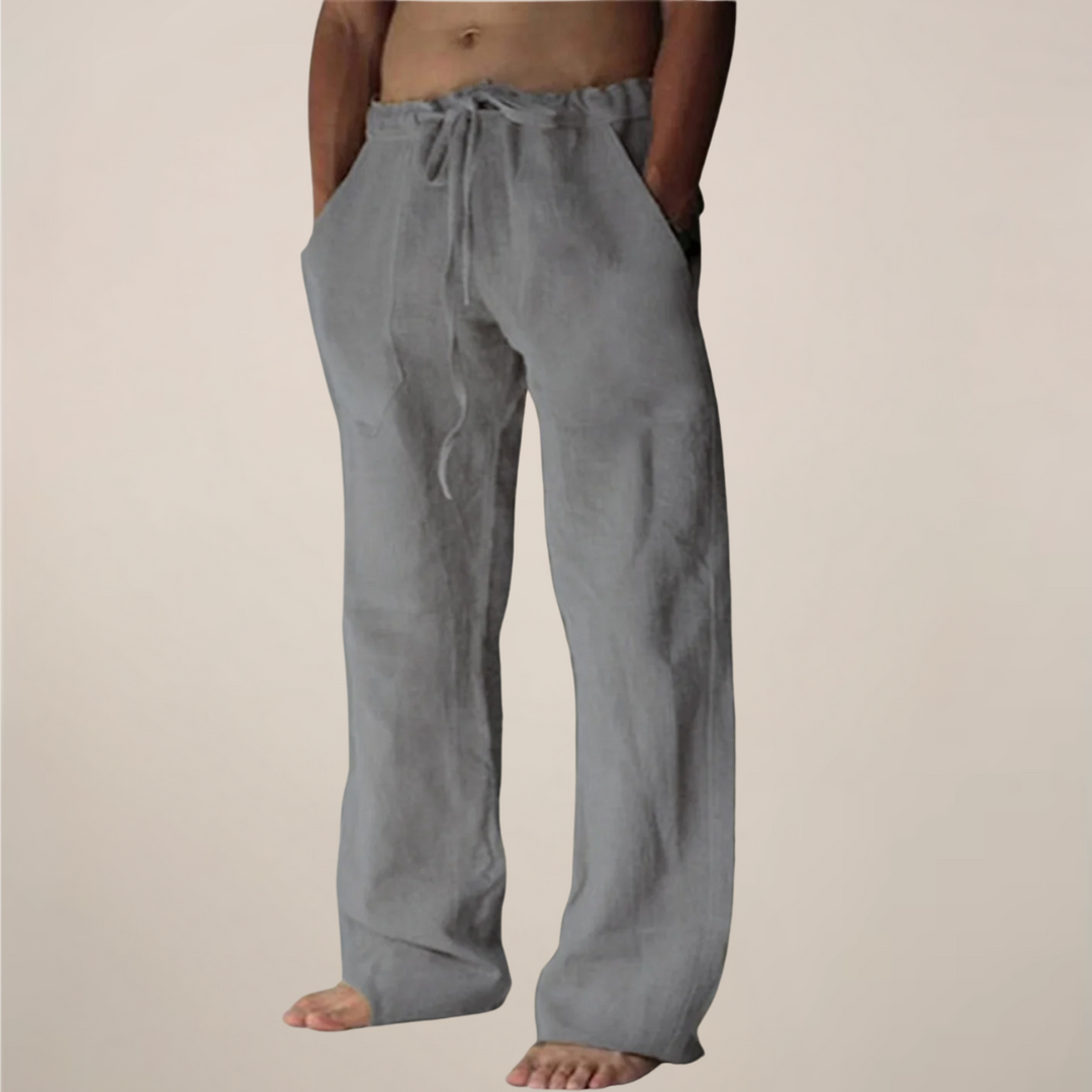 Gwenoura | Men's Linen Wide-Leg Drawstring Trousers