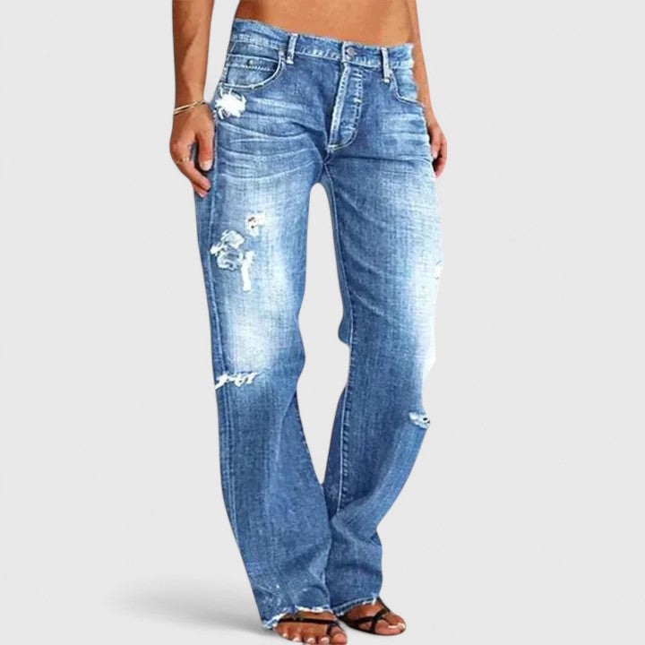 Halcylora | Women's High-Waist Wide-Leg Wide Leg Denim Jeans — Blue