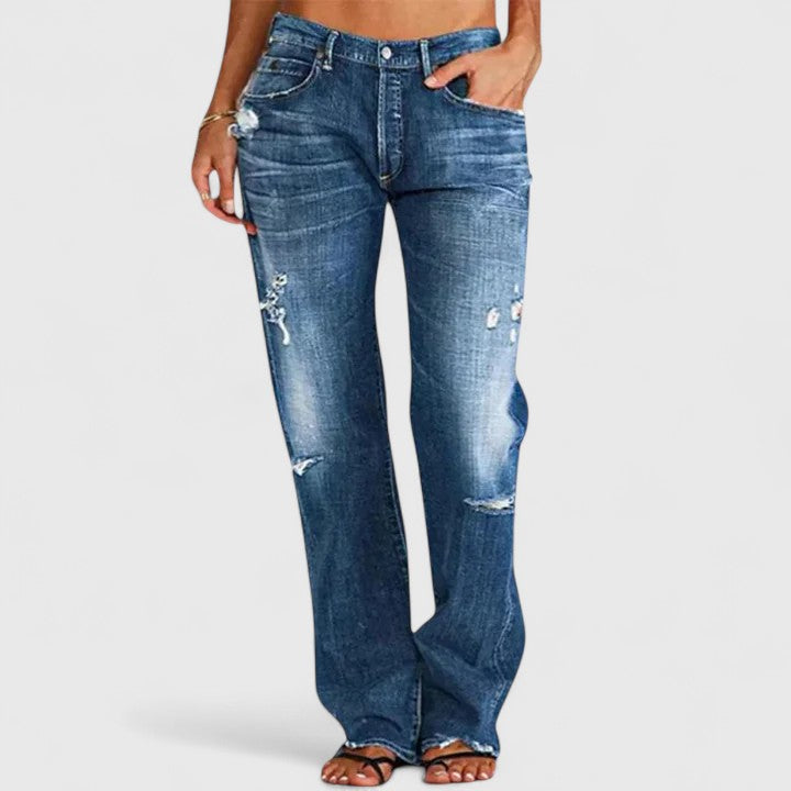Halcylora | Women's High-Waist Wide-Leg Wide Leg Denim Jeans — 1