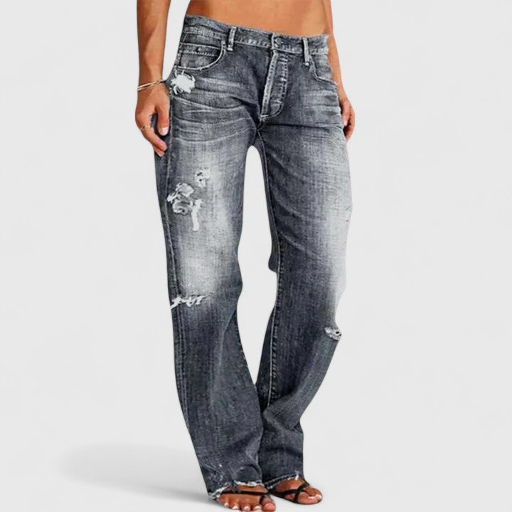 Halcylora | Women's High-Waist Wide-Leg Wide Leg Denim Jeans — Gray
