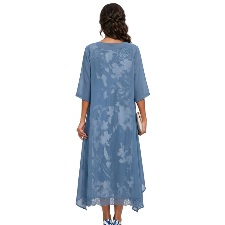 Haleelle | Women's Two-Piece Matching Floral Midi Dress Chiffon Jacket Two Piece Set — 2
