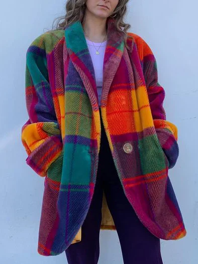 Harriet | Women's Casual Stretch oversized winter Plaid Coat Tops — Checkered