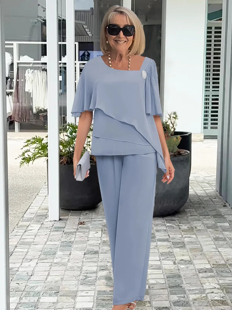 Hazel | Women's Matching Effortless Two-Piece Set — Blue