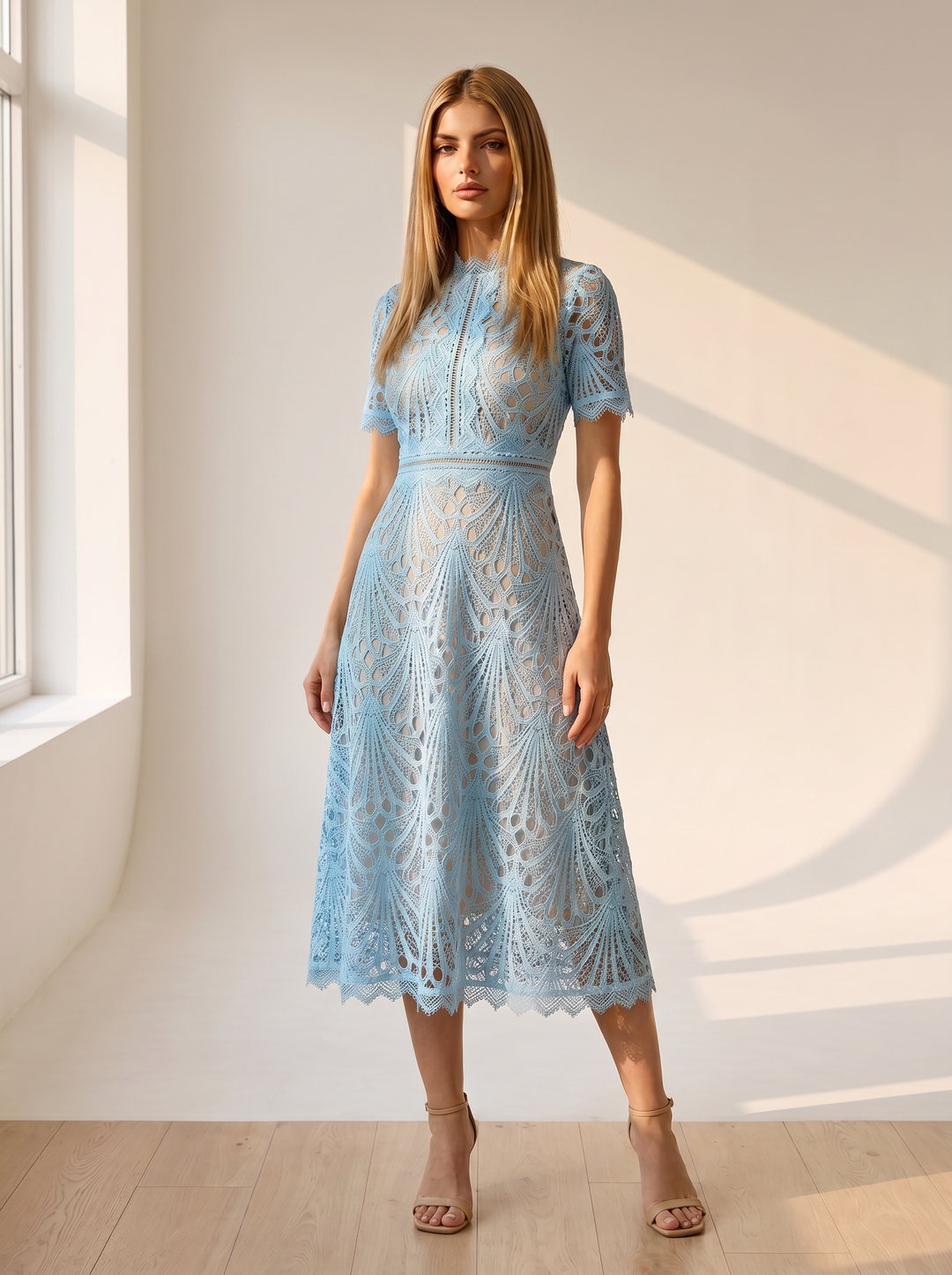 Evelyn Geometric Lace Cocktail Dress