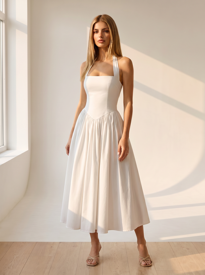 Beatrice | Halter Midi Wedding Guest Dress