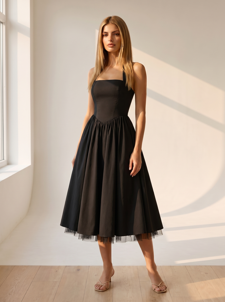 Beatrice | Halter Midi Wedding Guest Dress