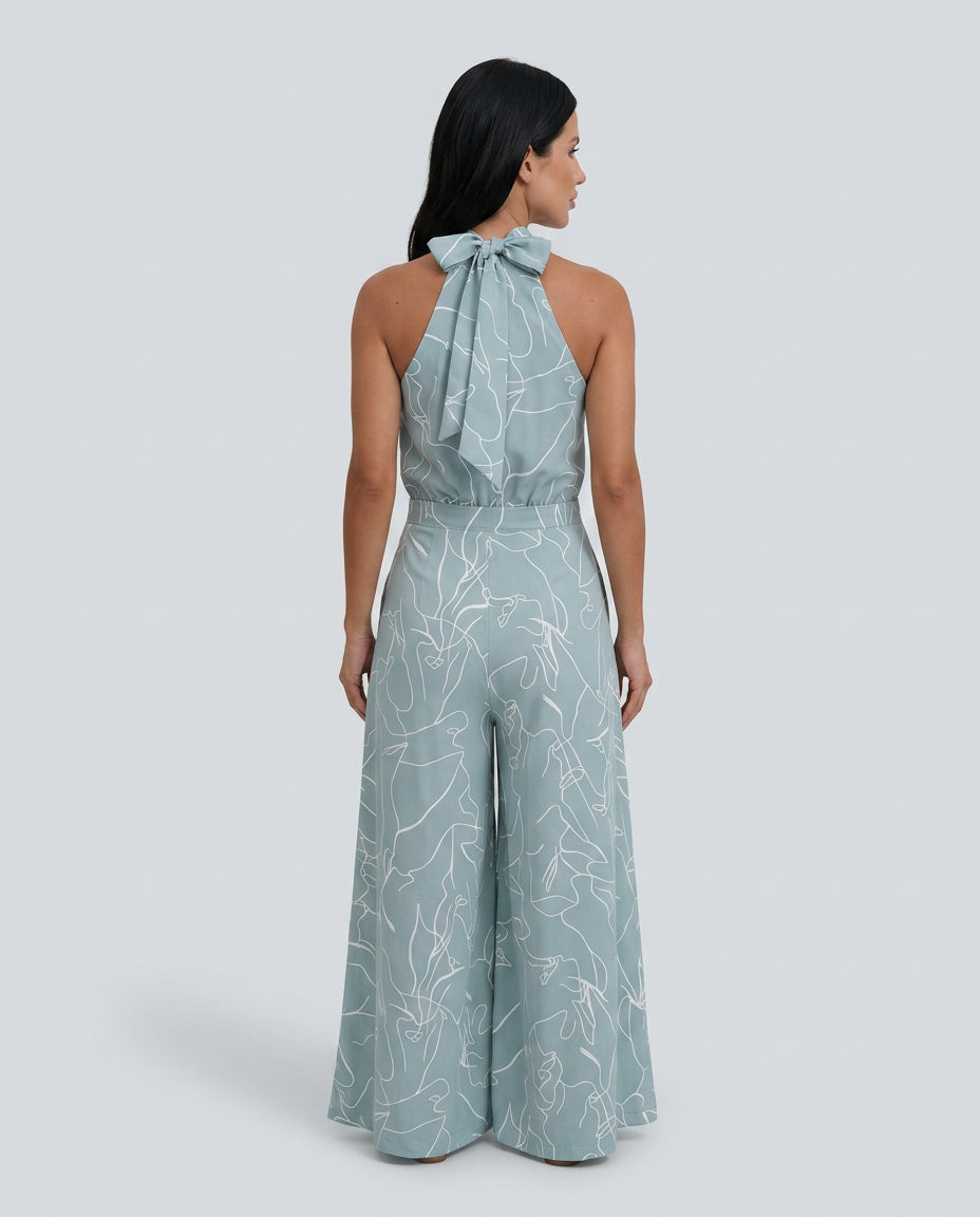 Imogen | Women's Elegant Printed Wide-Leg Jumpsuit with Halter Neck — 2