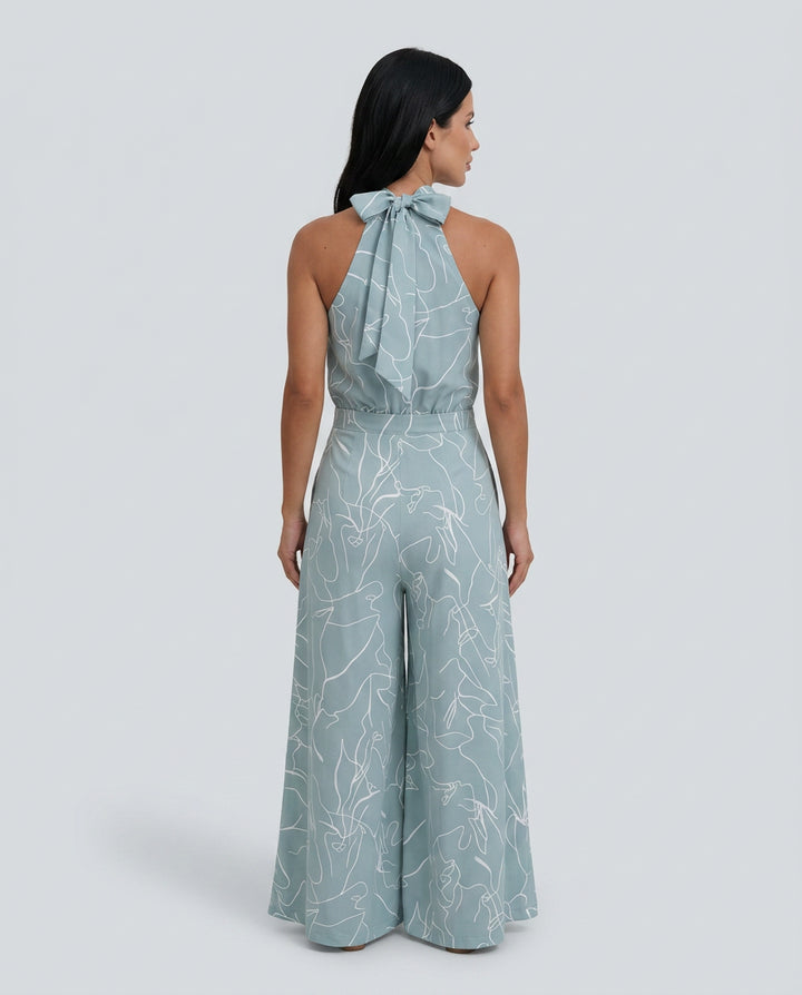 Imogen | Women's Elegant Printed Wide-Leg Jumpsuit with Halter Neck — 2