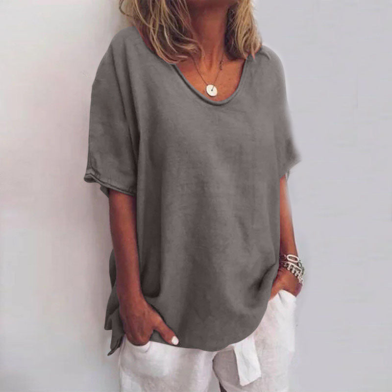Ionelora | Women's Linen Loose Blouse | Casual Top for — dark gray