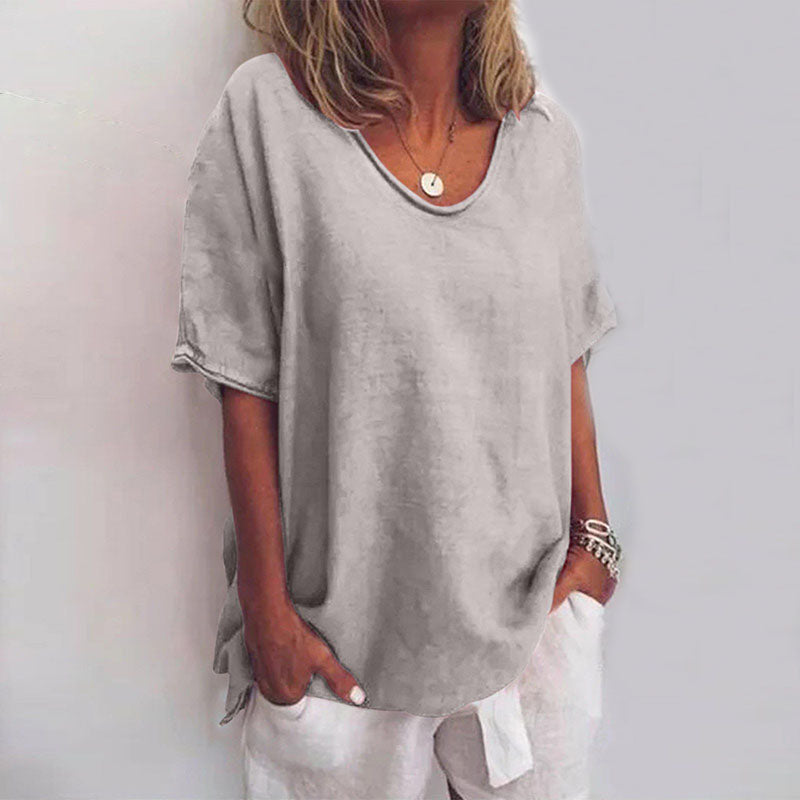 Ionelora | Women's Linen Loose Blouse | Casual Top for — Gray