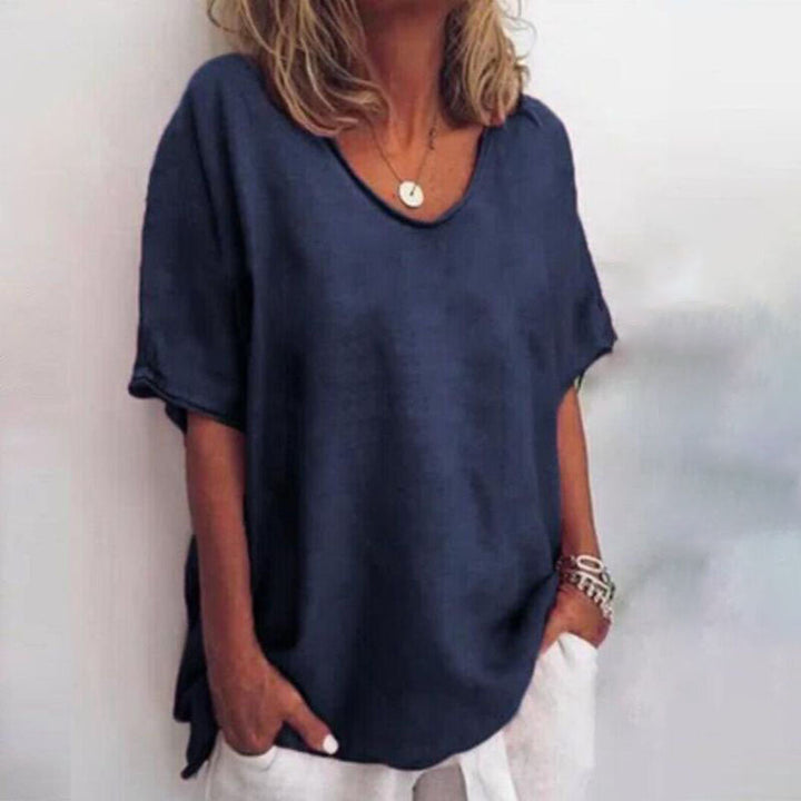 Ionelora | Women's Linen Loose Blouse | Casual Top for — Navy