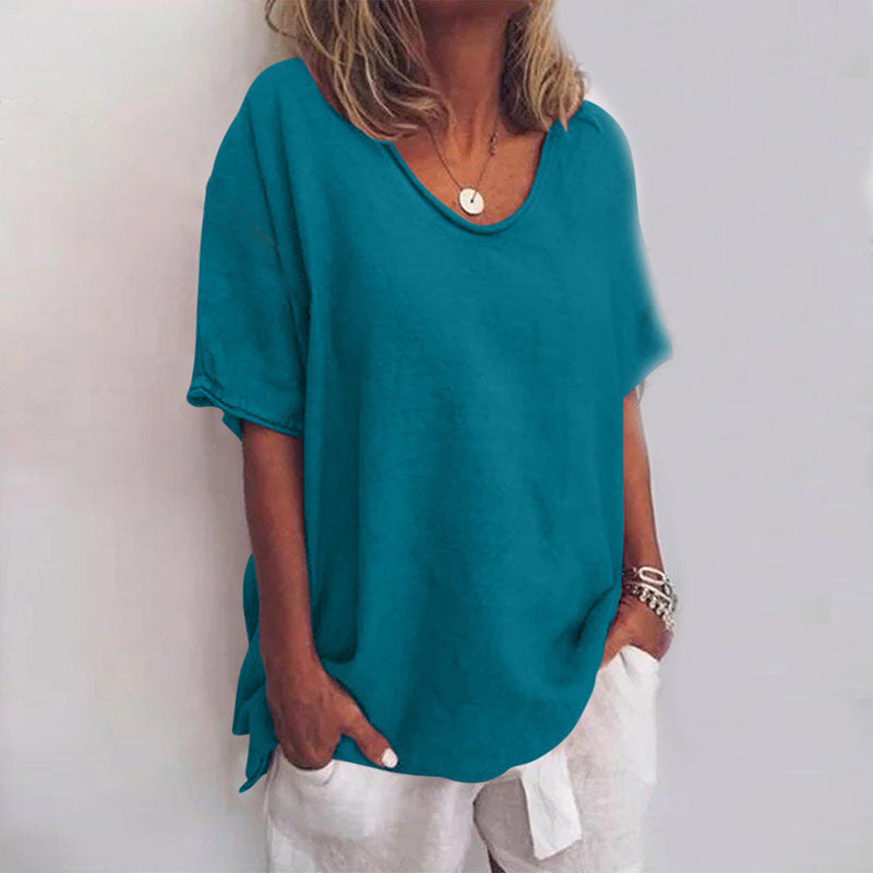 Ionelora | Women's Linen Loose Blouse | Casual Top for — Teal