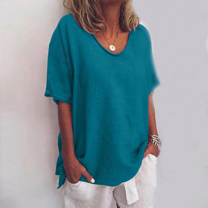 Ionelora | Women's Linen Loose Blouse | Casual Top for — Teal