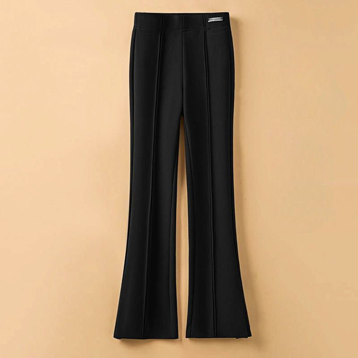 Isabeau | Women's Wide-Leg Linen Celeste Couture High-Waist Pants — Midnight Black