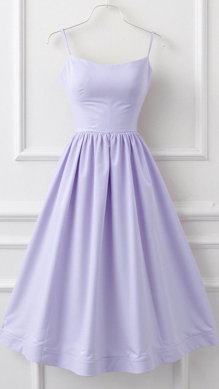 Isaeen | Women's Elegant Chic Flowy Midi Dress — Purple