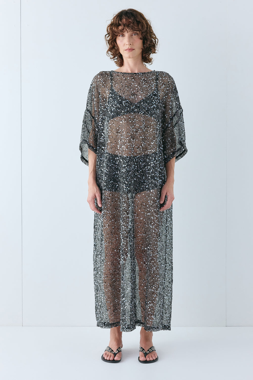 Ivowen | Women's Elegant Sequin Midi Dress Black — 1