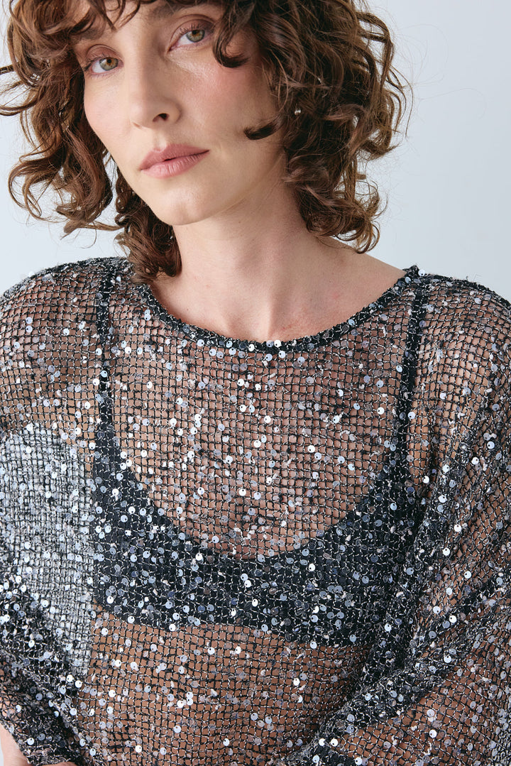 Ivowen | Women's Elegant Sequin Midi Dress Black — 2