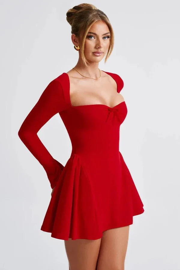 Jemima | Women's Maxi High-Waist Elegant Mini Homecoming Dress with Pleated Skirt — 2