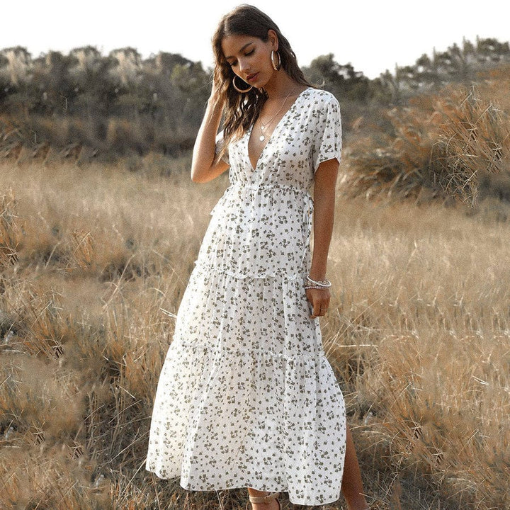Joraella | Women's Maxi Floral V-Neck Short Sleeve Dress — 1
