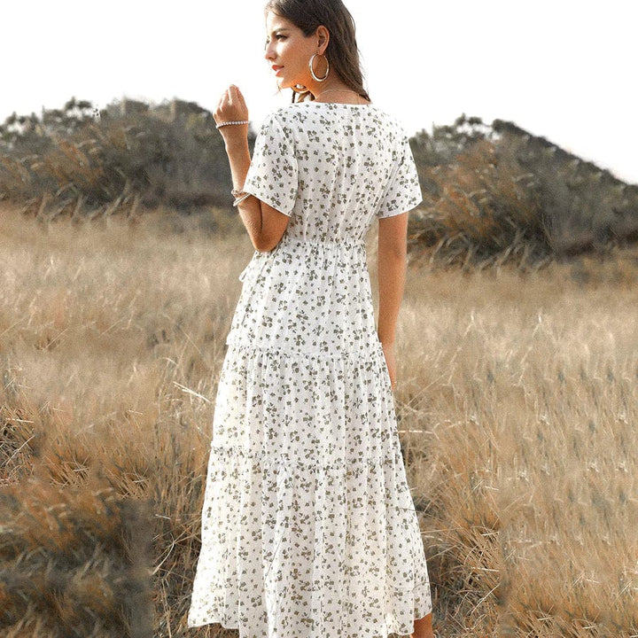 Joraella | Women's Maxi Floral V-Neck Short Sleeve Dress — 2