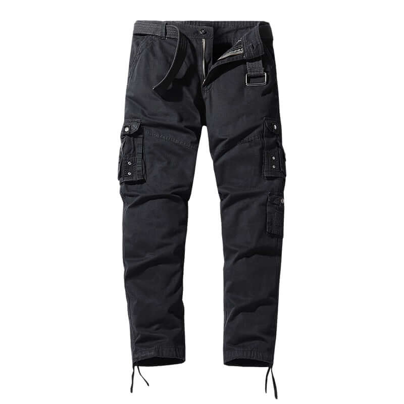Joraienne | Women's Wide-Leg Linen Cargo Trousers — — Black