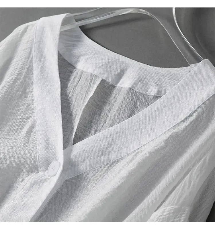 Jorveynn | Women's Relaxed Casual Linen Batwing Blouse — 2