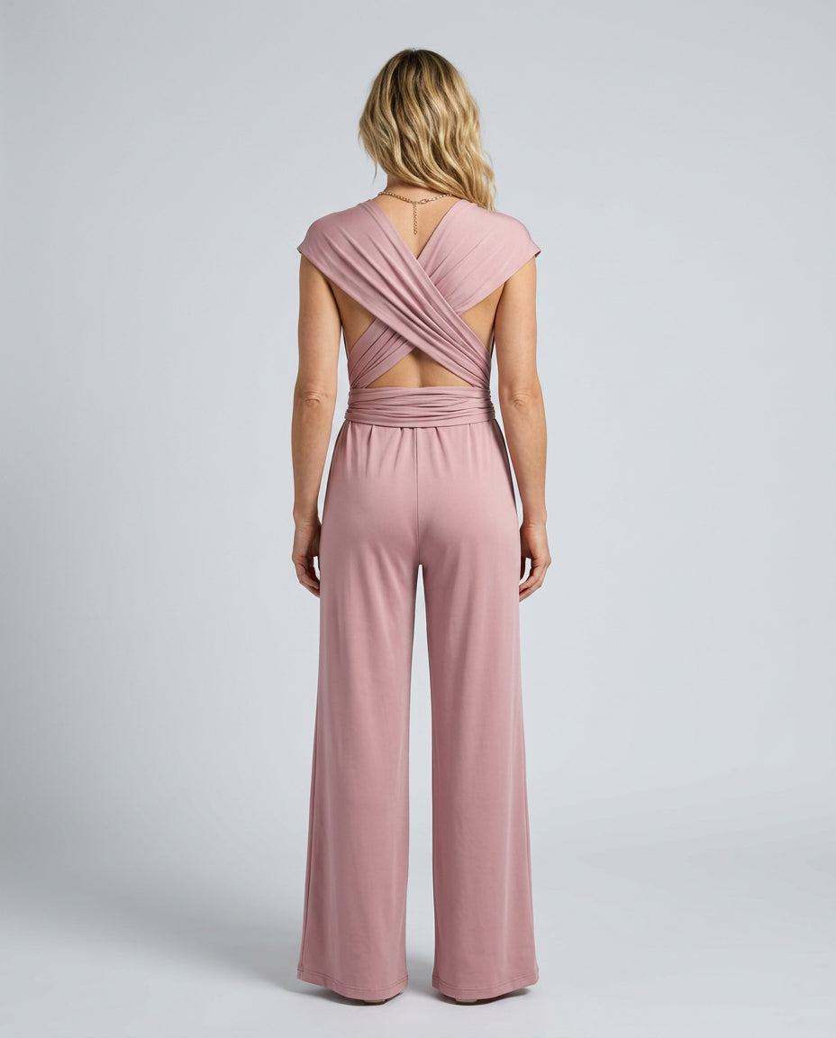 Josephine | Women's Elegant Wide-Leg Jumpsuit with Wrap Back — 2