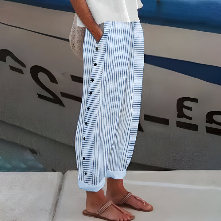 Kelvthea | Women's Wide-Leg Lightweight Linen Trousers — 1