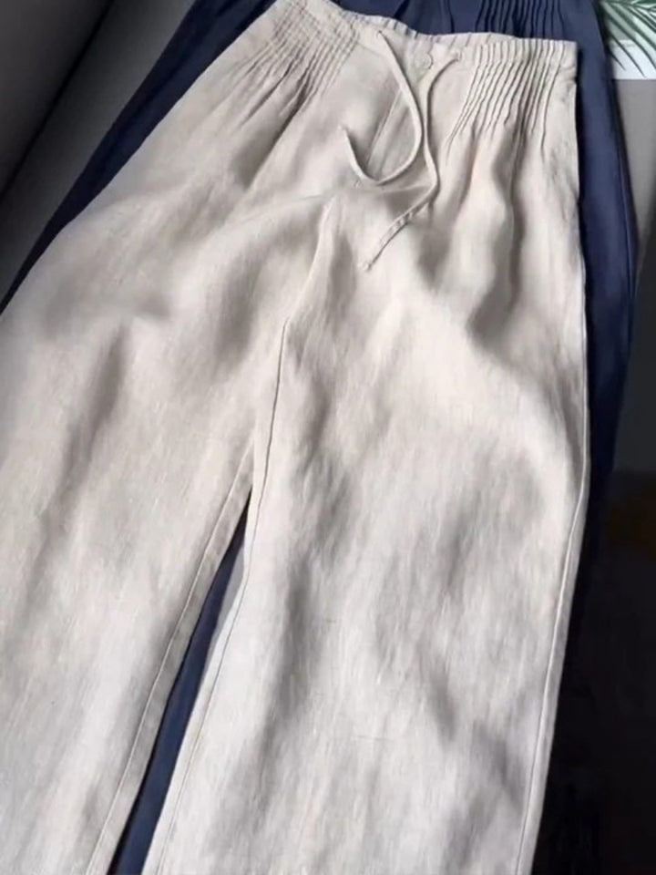 Kesiella | Women's Linen Stylish Wide-Leg Pants — Apricot
