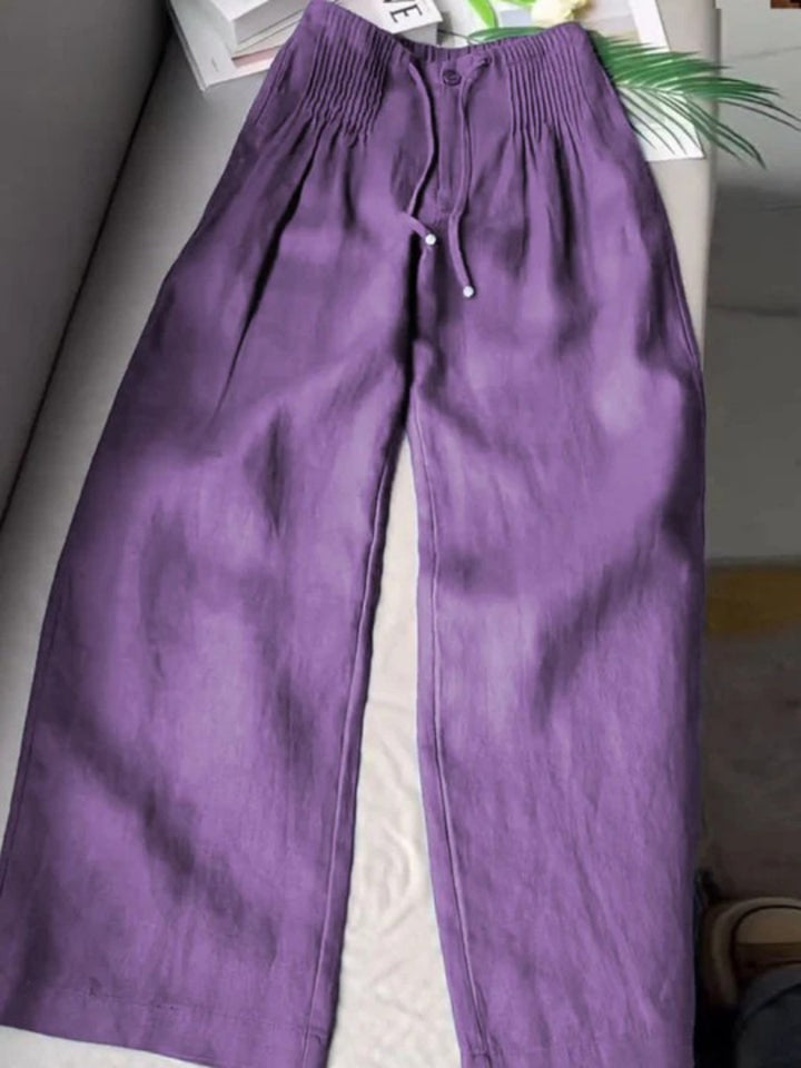 Kesiella | Women's Linen Stylish Wide-Leg Pants — Purple