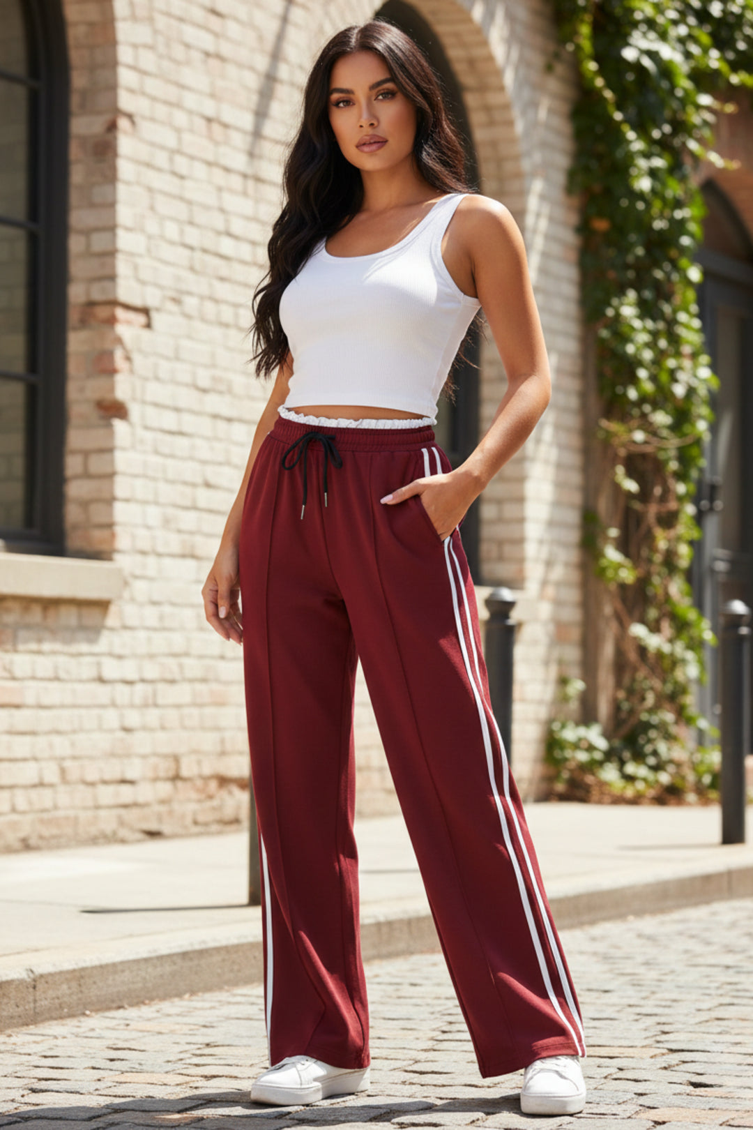 Kesiora | Women's Wide-Leg Linen Wide Leg Trousers Pants — 2