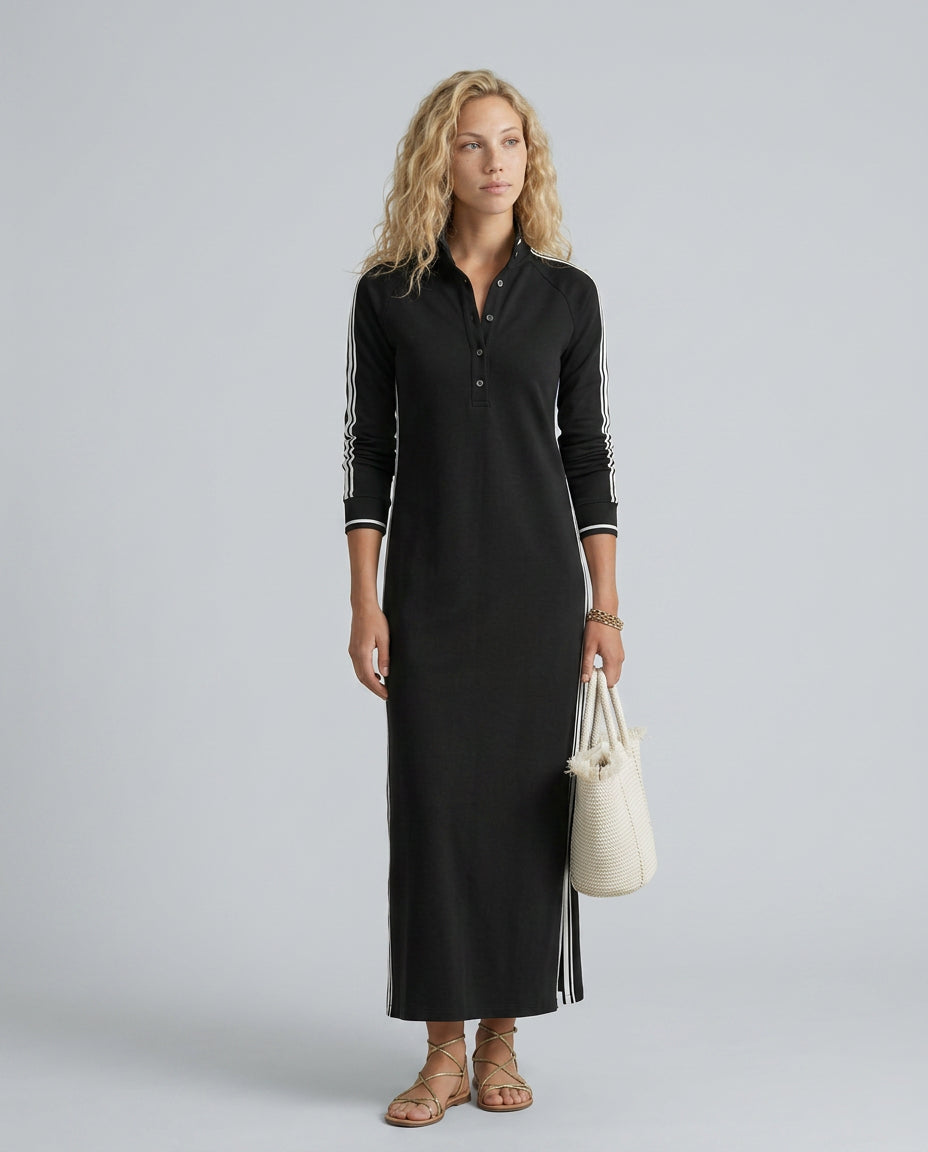 Kira | Women's Wedding Guest Elegant Button-Down Maxi Dress with Contrast Trim Dresses — 2