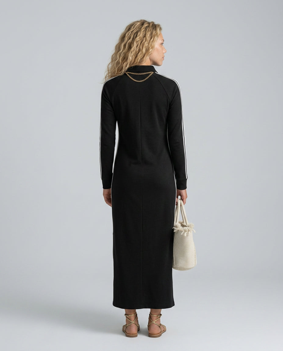 Kira | Women's Wedding Guest Elegant Button-Down Maxi Dress with Contrast Trim Dresses — 3